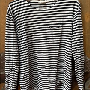 Black and White Striped Long Sleeve Shirt